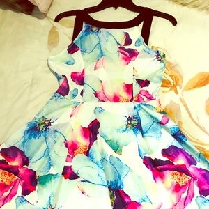 Floral halter skater dress